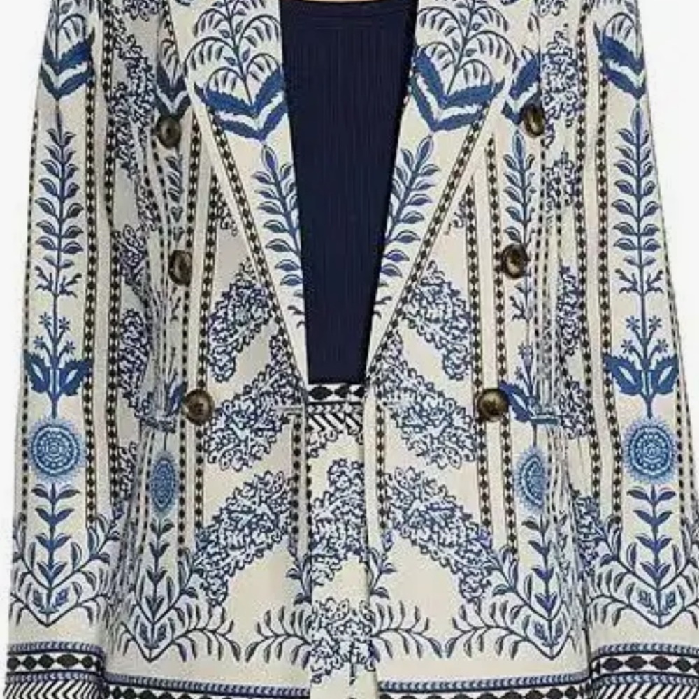 Blue & Cream Floral Tailored Blazer